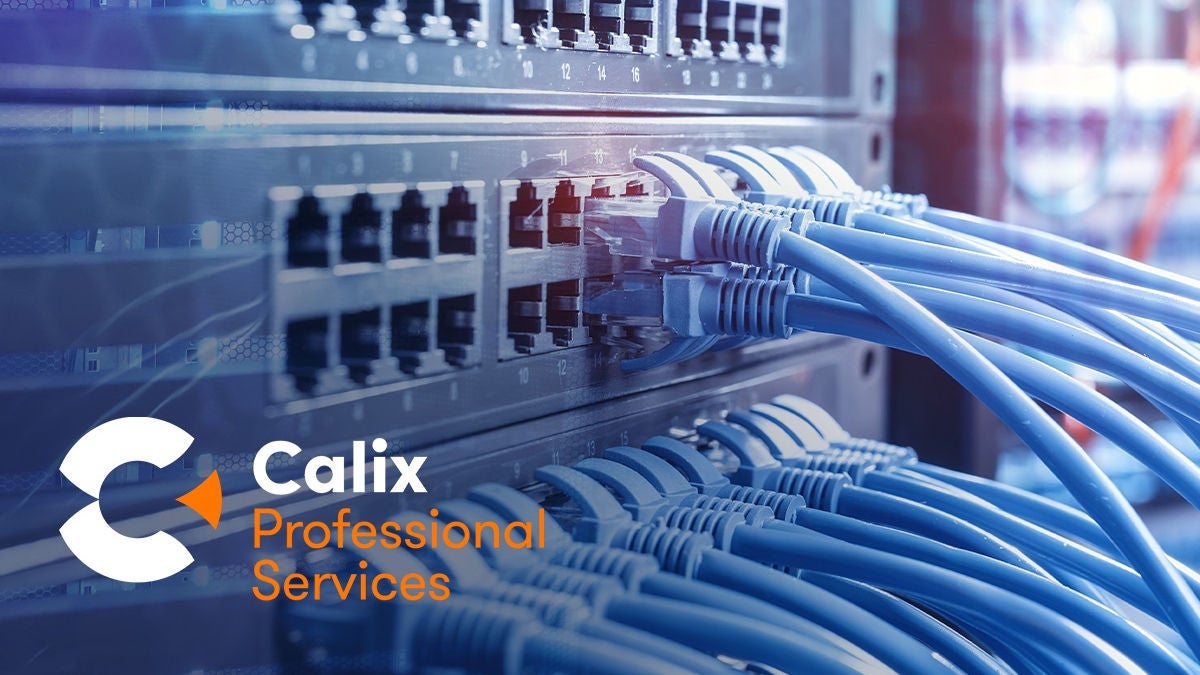 Calix Professional Services logo over cables