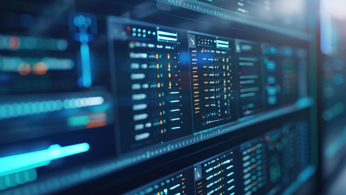 Illuminated server racks and network equipment in a data cente