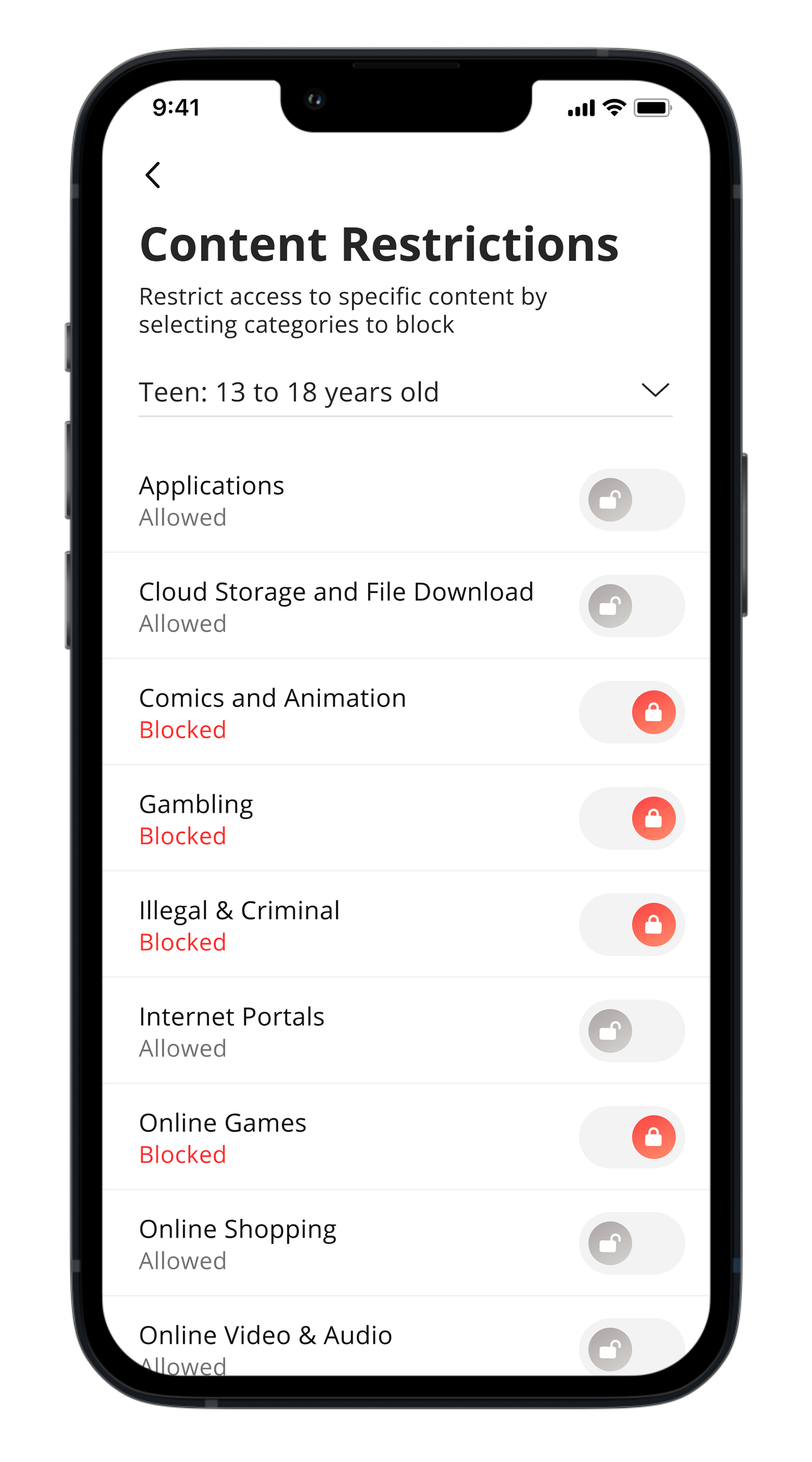 ExperienceIQ app content filtering screenshot