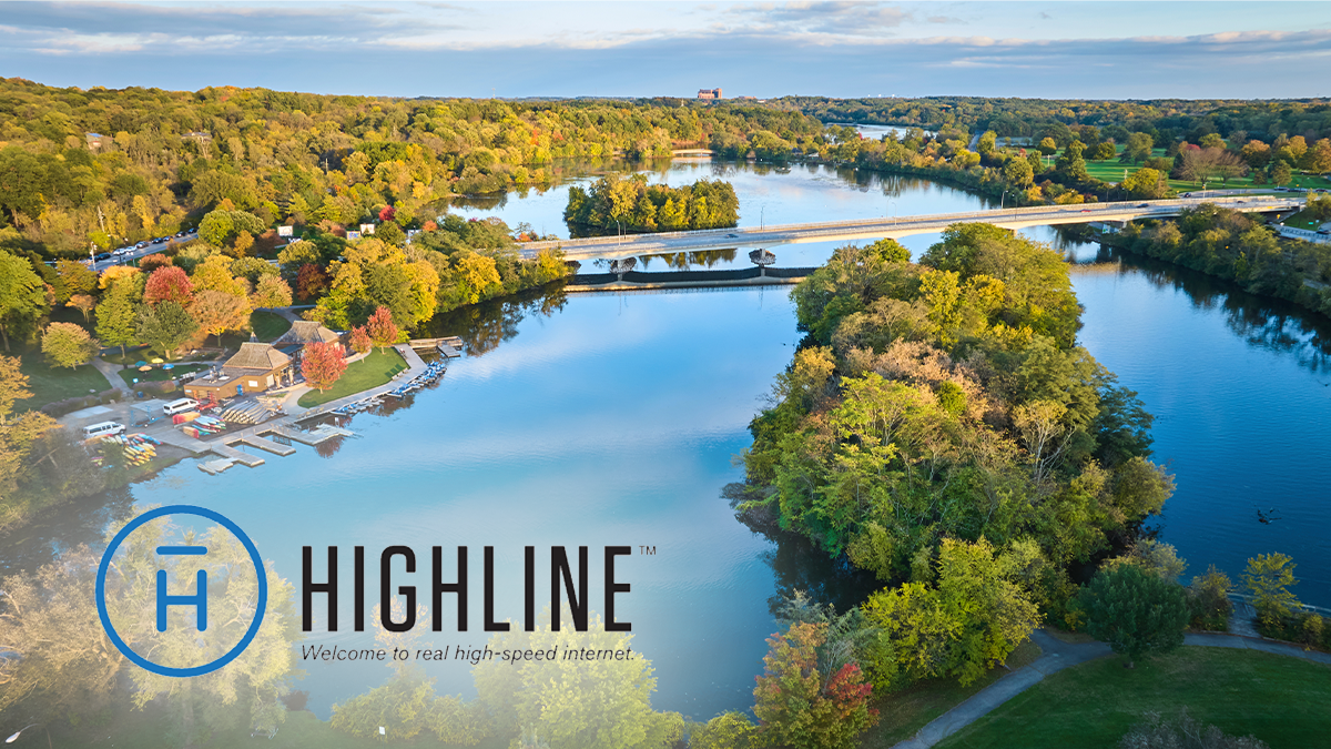 highline internet arial view of michigan river and bridge