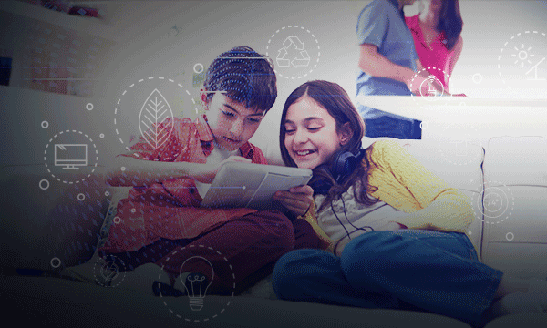 mother and son using a table at home, high speed broadband experience