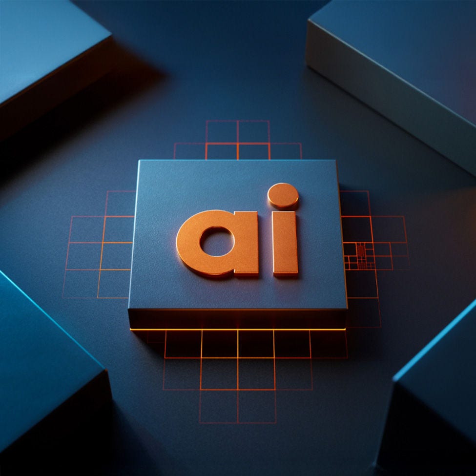 Artificial intelligence symbol on the glossy futuristic surface with abstract glowing lines