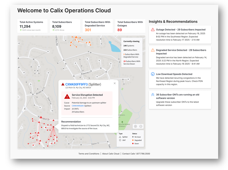 Calix Operations Cloud heat maps