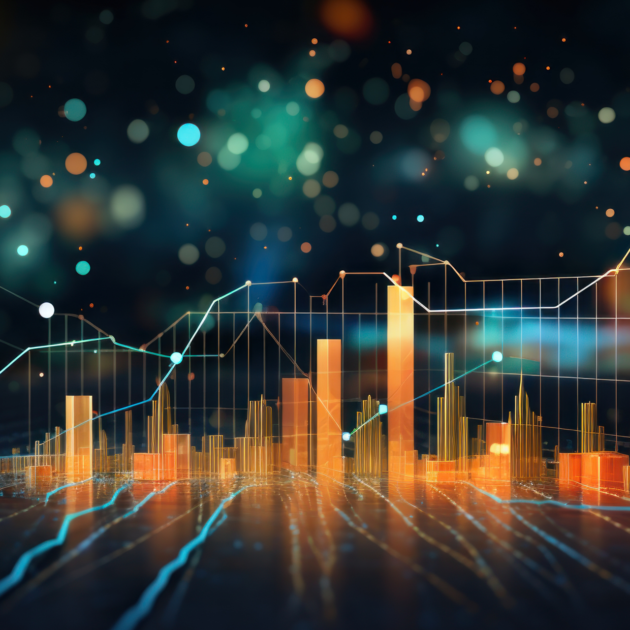 Representation of data analytics,charts, graphs and data driven insights emerging from a sea of information