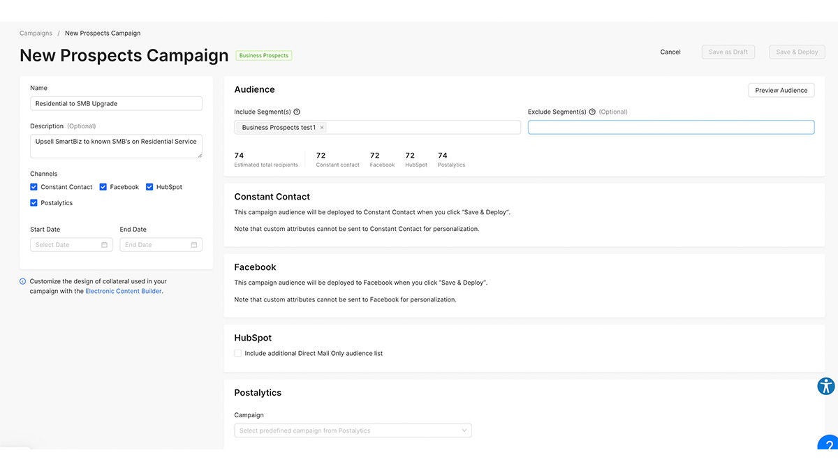 Engagement cloud interface and dashboard