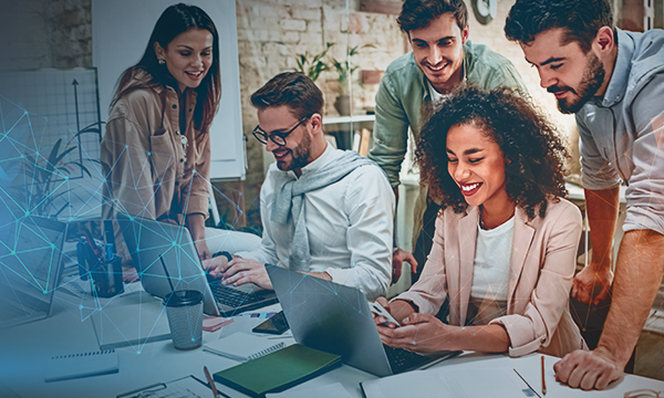 Young business people working together in office