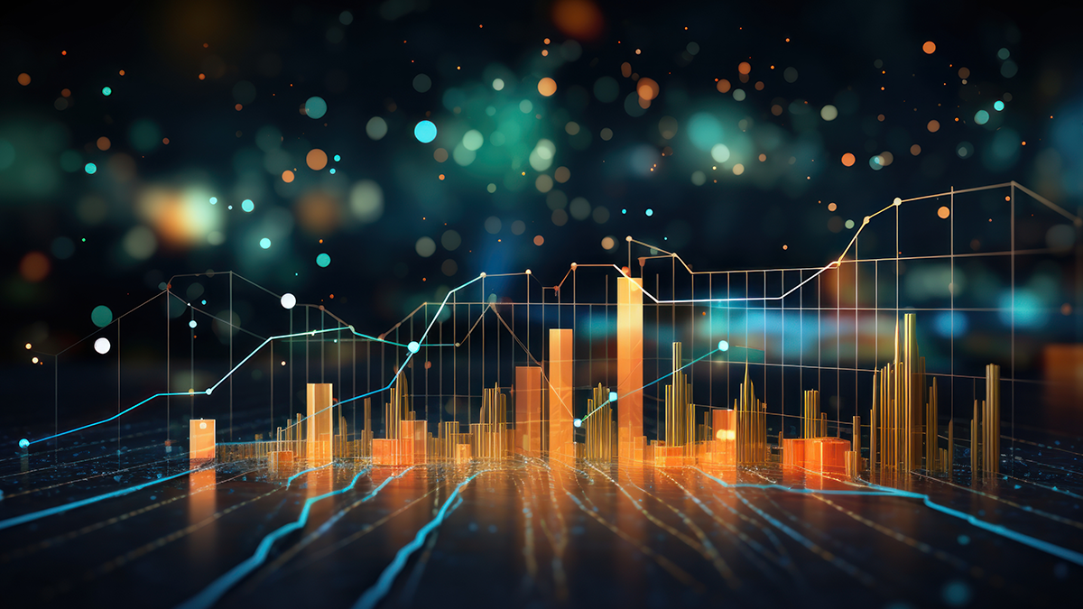 Representation of data analytics,charts, graphs and data driven insights emerging from a sea of information