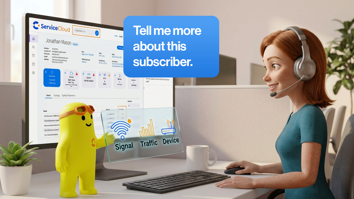 Smiling employee using Calix Service Cloud