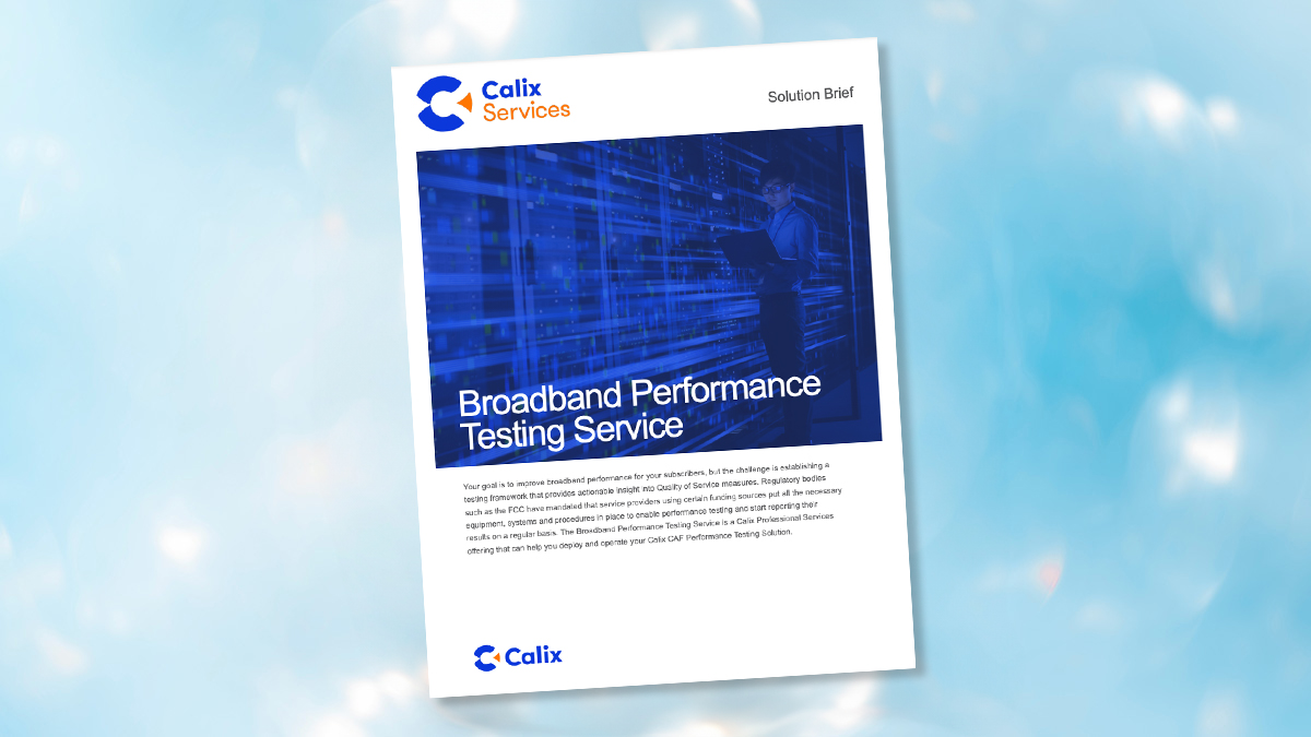 sb-bb-performance-testing A solution brief titled "Broadband Performance Testing Service"