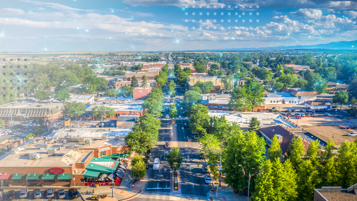 Commercial street at the Downtown Fort Collins Colorado